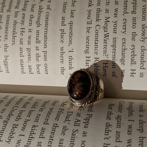 Handmade silver and brown stone ring size 6